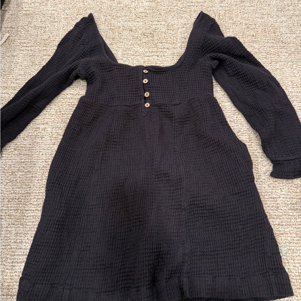 Free People Textured Black Top